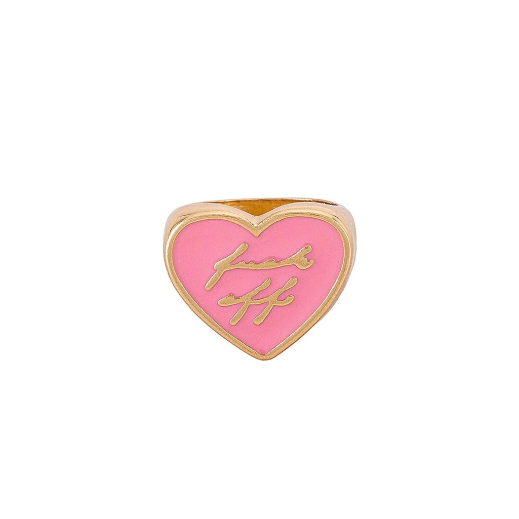 Pink Heart Ring With Gold Accents 10$